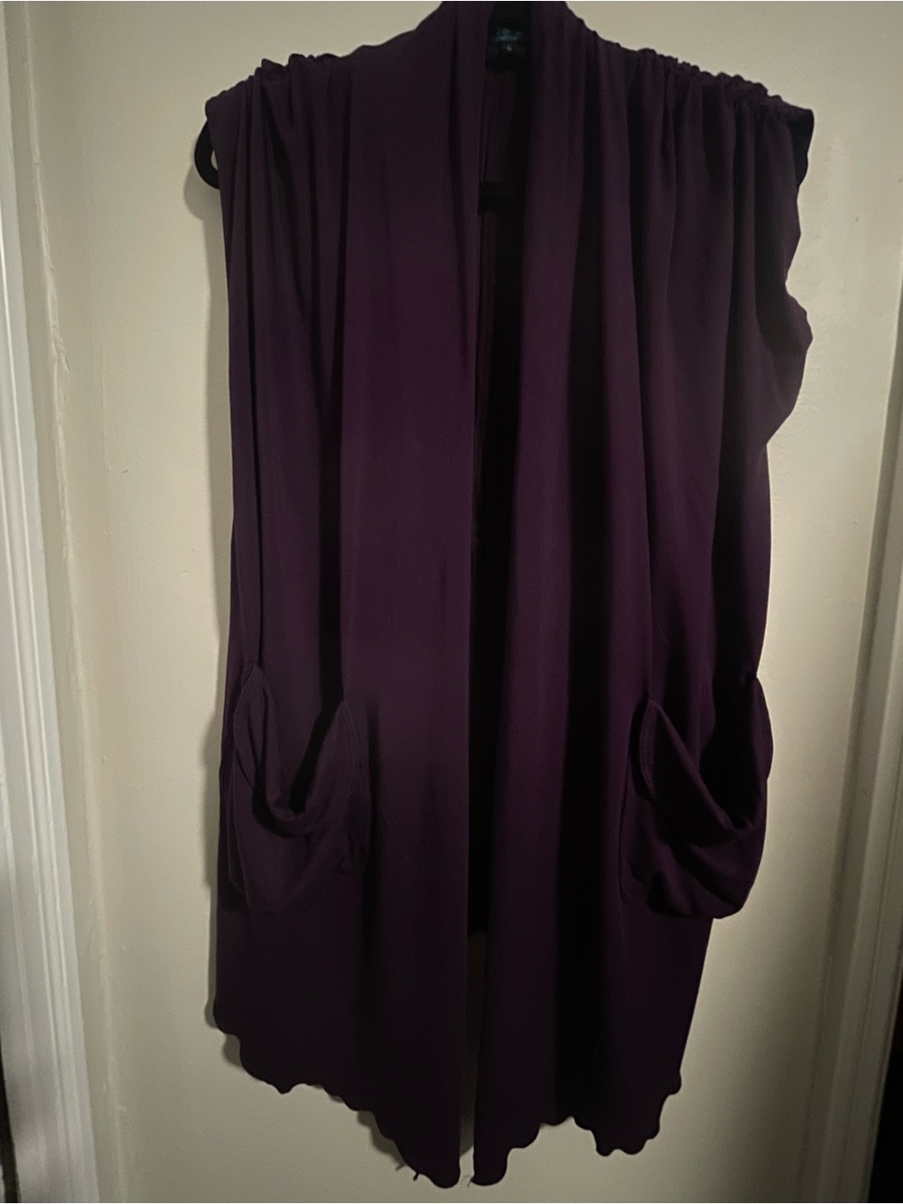 Lousje & Bean L Plum Bamboo Draped Long Vest Made in Canada